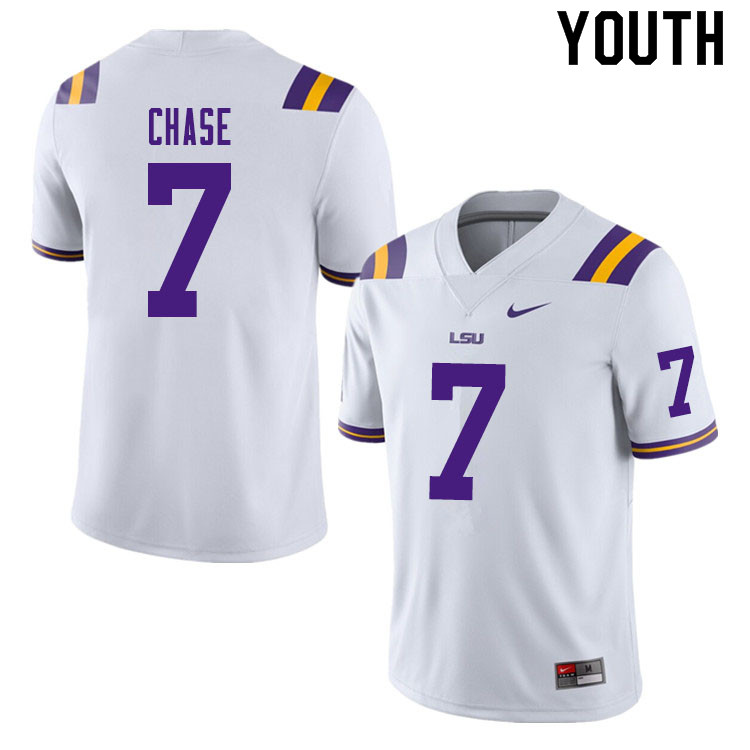 Youth #7 Ja'Marr Chase LSU Tigers College Football Jerseys Sale-White